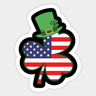 Irish American Flag Ireland Shamrock St Patricks Day Sticker